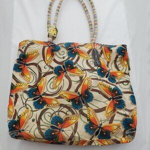 Vintage Karwan Hawaiian Butterfly Canvas beach Tote - XL